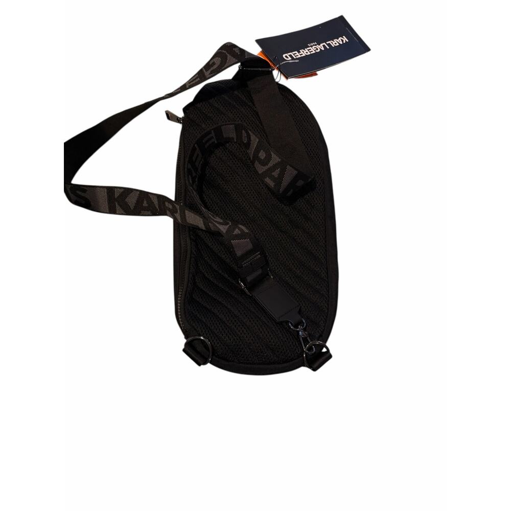 Karl Lagerfeld Paris K/Ikonik Black Embossed Sling Backpack - Picture 3 of 4